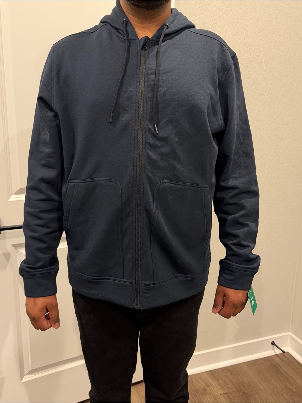 Men’s Navy Zip Up Hoodie XL Casual Jacket Drawstring Sweatshirt
